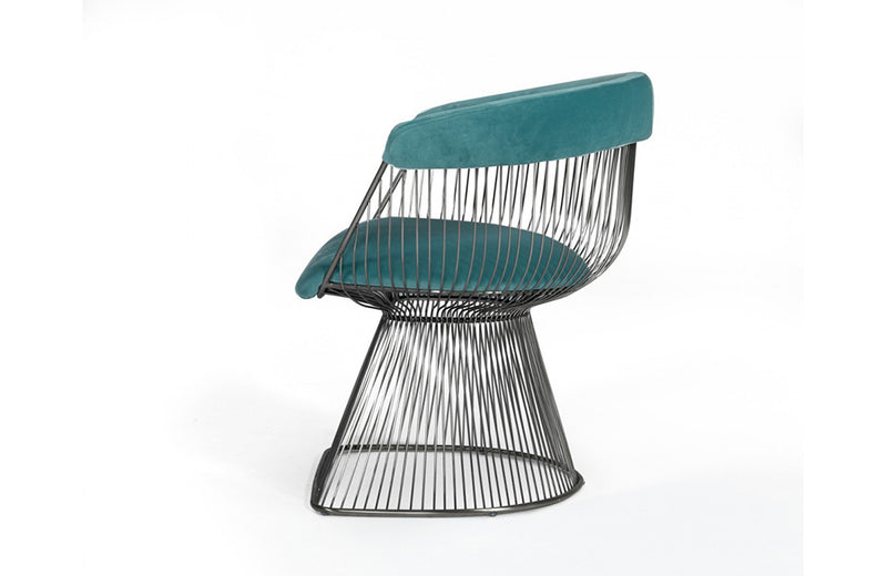 Modrest Lauren Teal Velvet and Brushed Silver Dining Chair