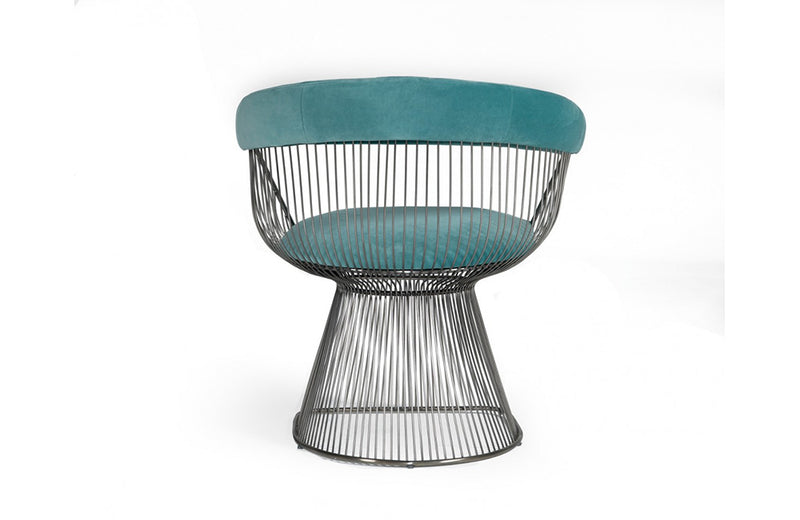 Modrest Lauren Teal Velvet and Brushed Silver Dining Chair