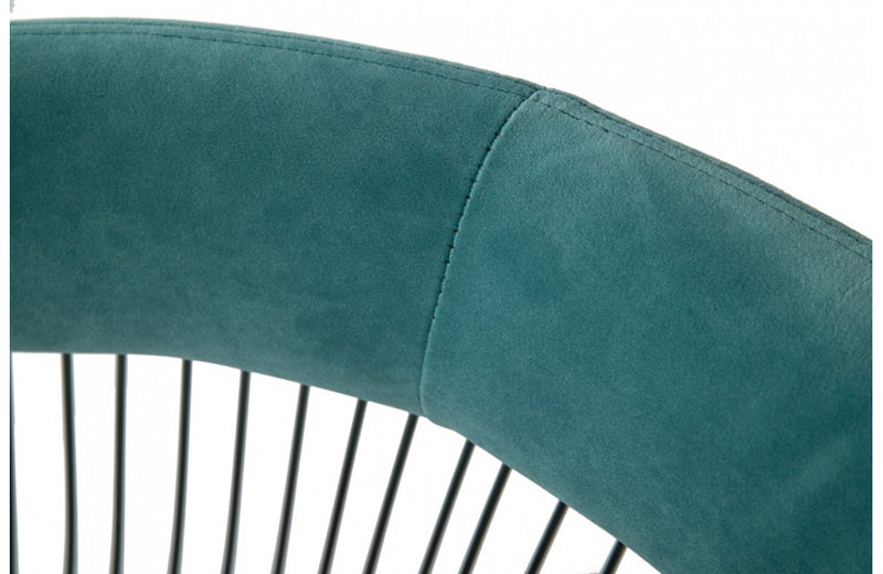 Modrest Lauren Teal Velvet and Brushed Silver Dining Chair