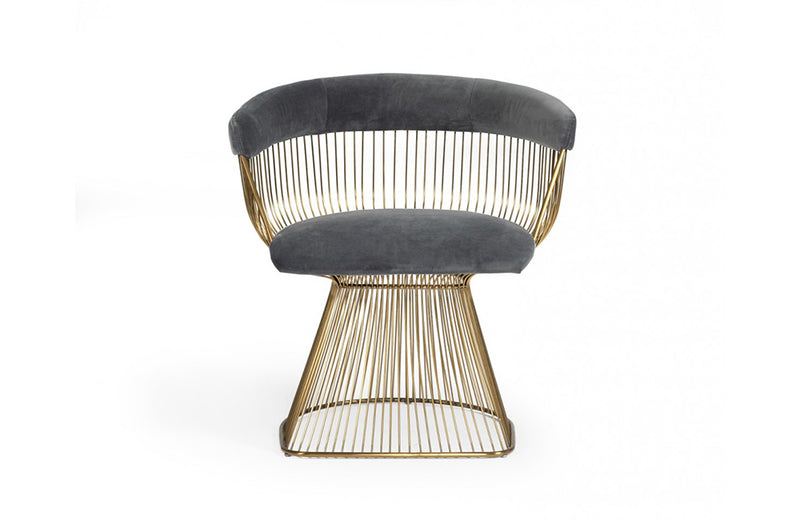 Modrest Lauren Grey Velvet and Brushed Gold Dining Chair