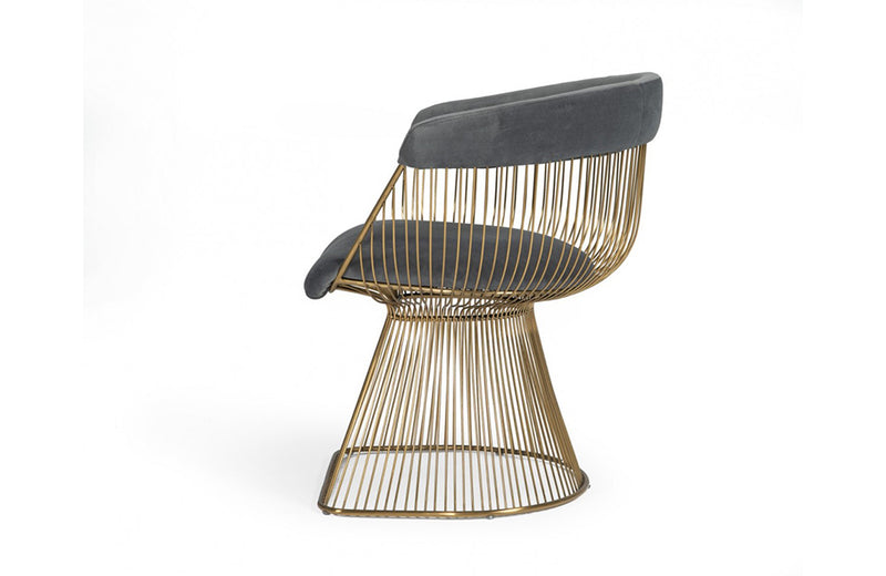 Modrest Lauren Grey Velvet and Brushed Gold Dining Chair