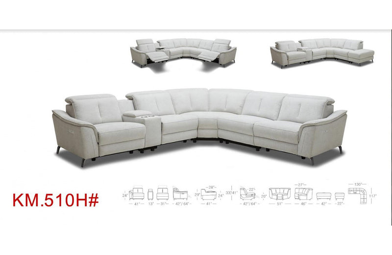 Divani Casa Lloyd Modern Grey Fabric Sectional with Recliners + Console