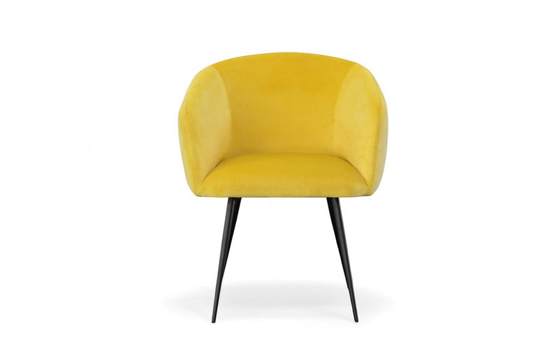 Modrest Luzerne Modern Yellow Velvet Dining Chair