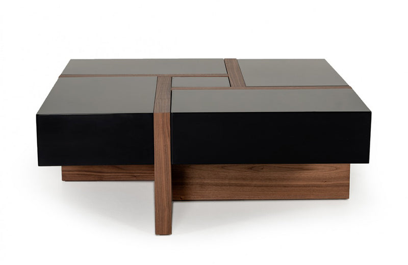 Modrest Makai Modern Black & Walnut Coffee Table