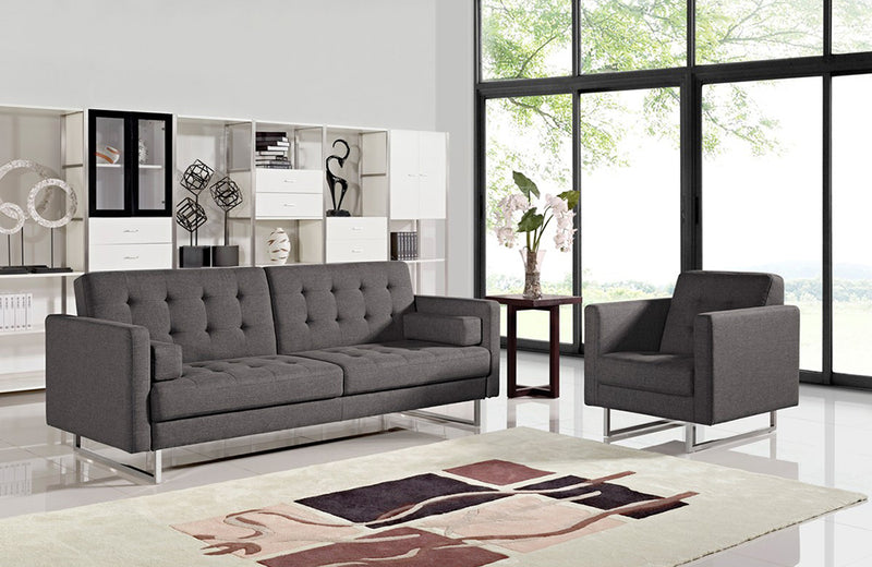 Divani Casa Bauxite Modern Grey Fabric Sofa Bed