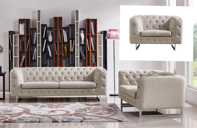 Miley Modern Beige Fabric Sofa Set