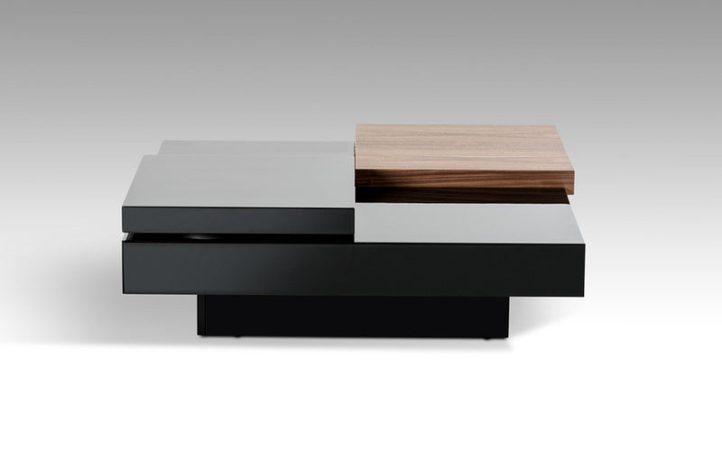 Modrest Ambry Modern Walnut and Black Coffee Table