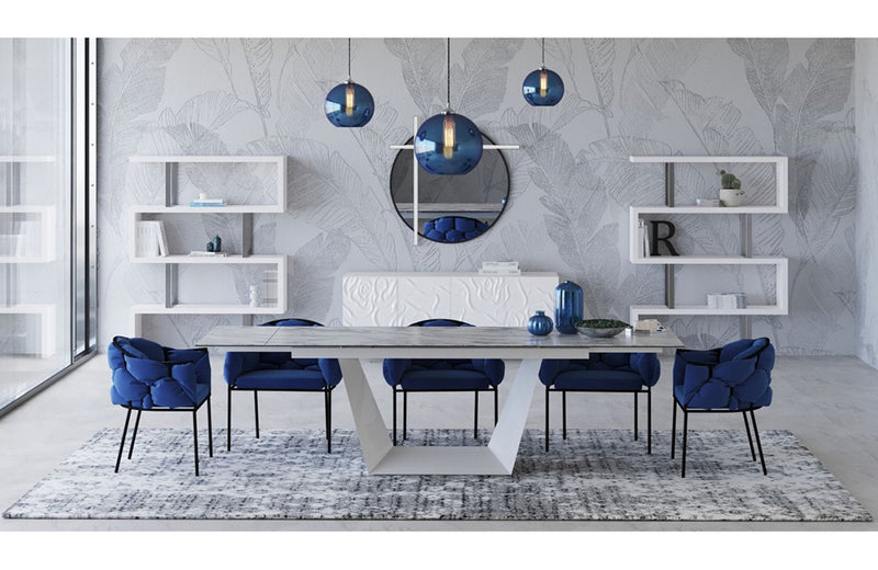 Modrest Baldwin Modern White Ceramic Extendable Dining Table