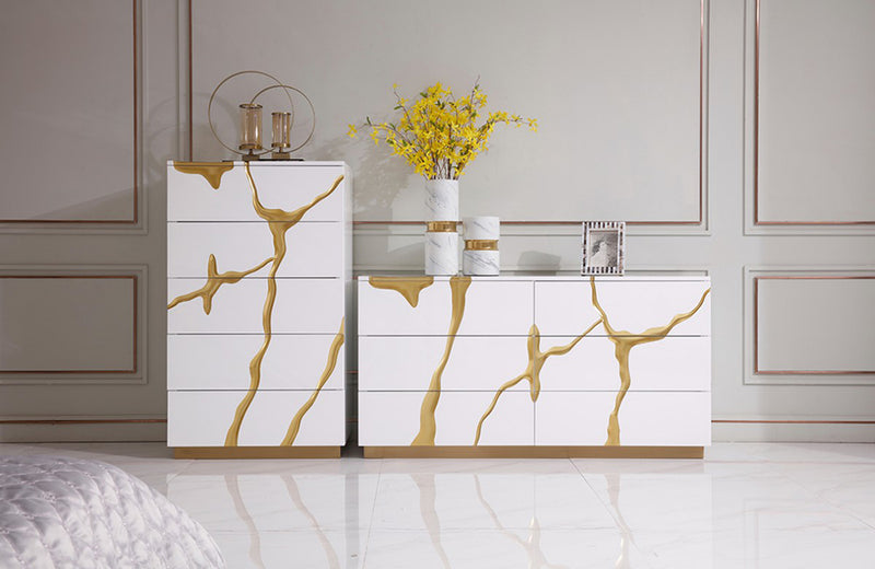 Modrest Aspen Modern White & Gold Dresser