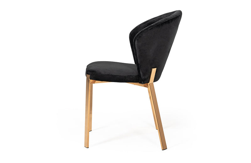 Modrest Nadia Modern Black Velvet & Rosegold Dining Chair (Set of 2)