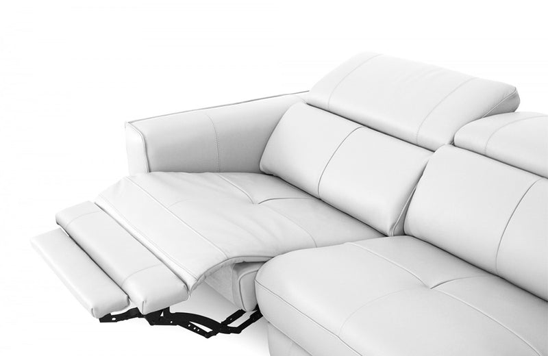 Divani Casa Nella Modern White Leather Loveseat w/ Electric Recliners