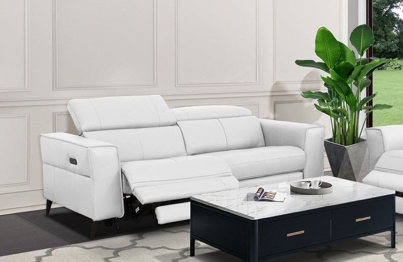 Divani Casa Nella Modern White Leather Loveseat w/ Electric Recliners