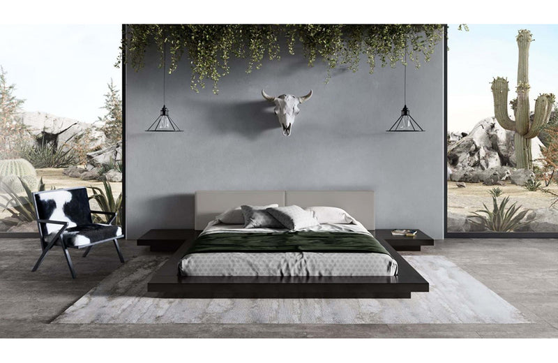 Modrest Tokyo Contemporary Black and Grey Platform Bed