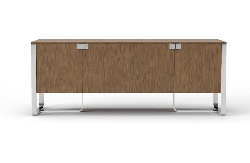 Modrest Pauline Modern Walnut and Stainless Steel Sideboard Buffet