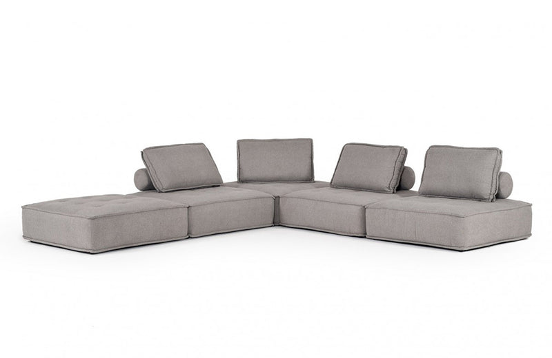 Divani Casa Nolden Modern Grey Fabric Modular Sectional Sofa