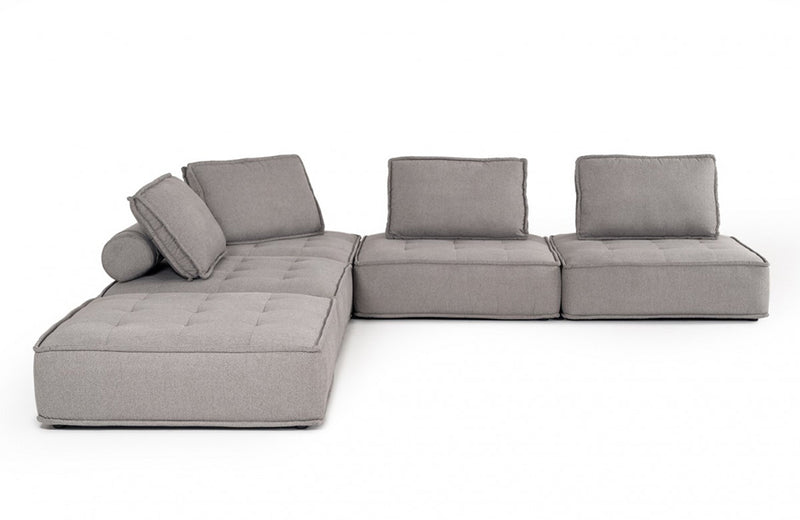 Divani Casa Nolden Modern Grey Fabric Modular Sectional Sofa