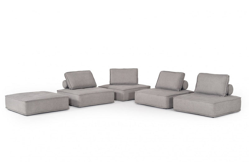 Divani Casa Nolden Modern Grey Fabric Modular Sectional Sofa