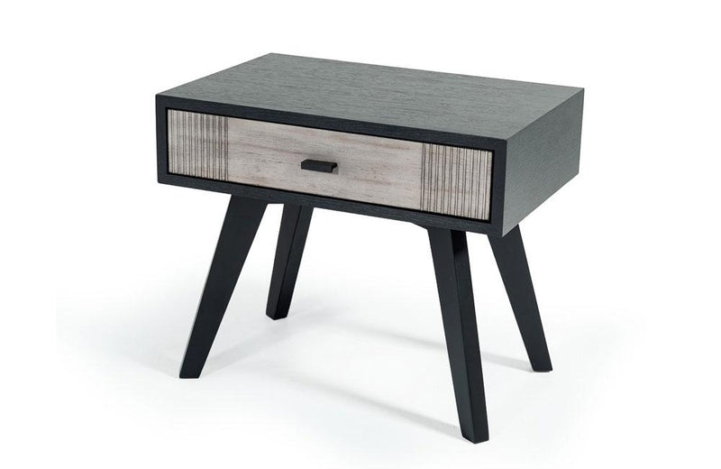 Panther Contemporary Gray & Black Nightstand