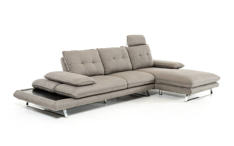 Bertolini Modern Gray Fabric Sectional Sofa