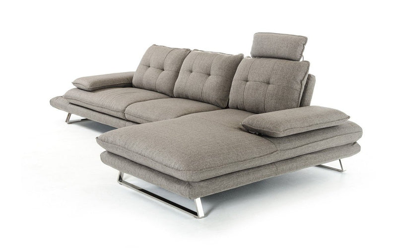 Bertolini Modern Gray Fabric Sectional Sofa