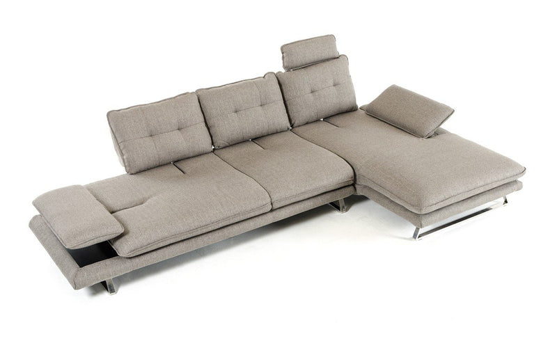 Bertolini Modern Gray Fabric Sectional Sofa