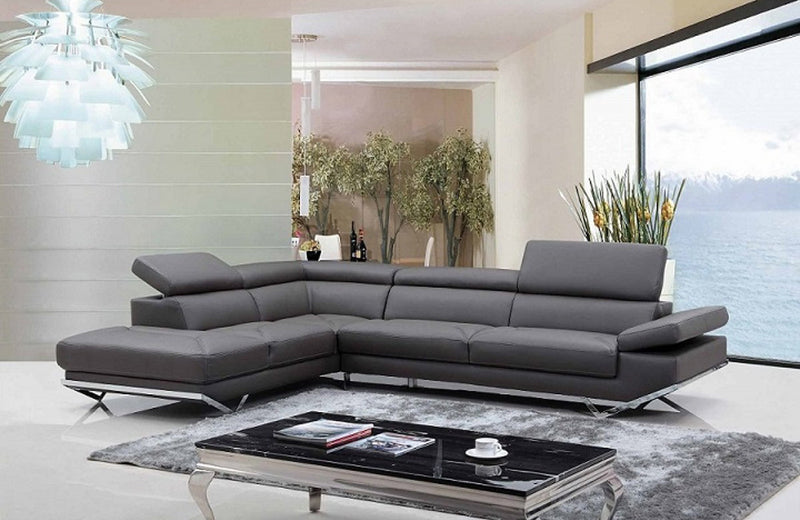 Divani Casa Quebec Modern Dark Grey Eco-Leather Sectional Sofa