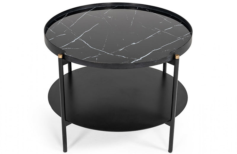 Modrest Randal Modern Round Black Metal Coffee Table