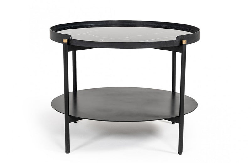 Modrest Randal Modern Round Black Metal Coffee Table