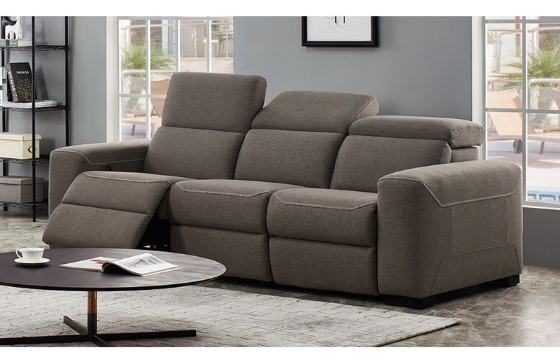 Divani Casa Raywick Modern Brown Fabric Sofa w/ 2 Recliners