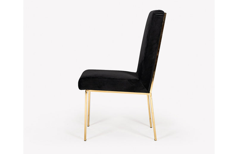 Modrest Reba Modern Black Velvet & Gold Dining Chair (Set of 2)