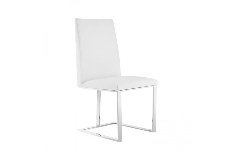 Modrest Frankie Modern White & Brushed Stainless Steel Dining Chair