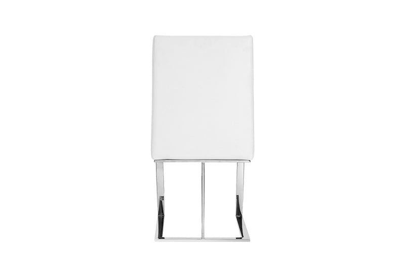 Modrest Frankie Modern White & Brushed Stainless Steel Dining Chair