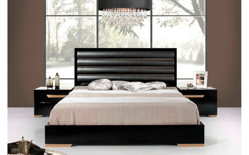 Nova Domus Romeo Italian Modern Black & Rosegold Bedroom Set