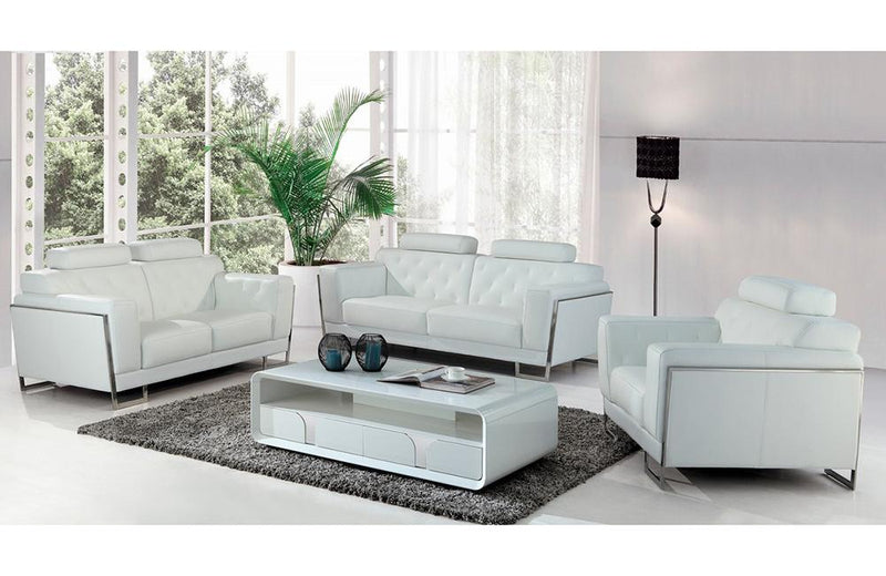 Paris Modern White Leather Sofa Set