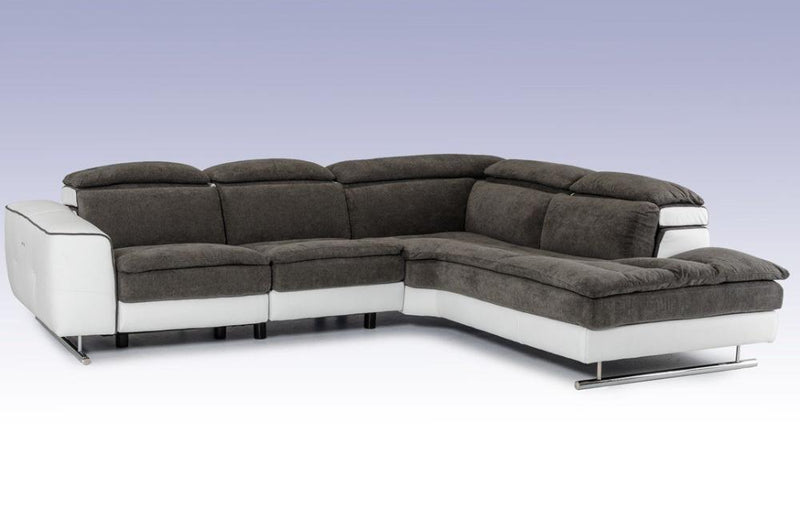 Starlight Italian Modern Gray & White Fabric & Leather Sectional Sofa