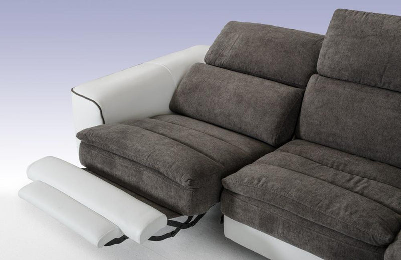 Starlight Italian Modern Gray & White Fabric & Leather Sectional Sofa