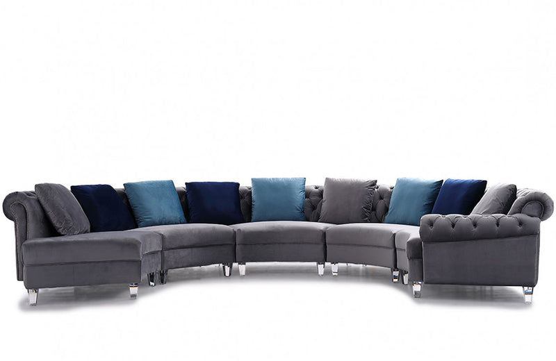 Divani Casa Darla Modern Velvet Circular Sectional Sofa