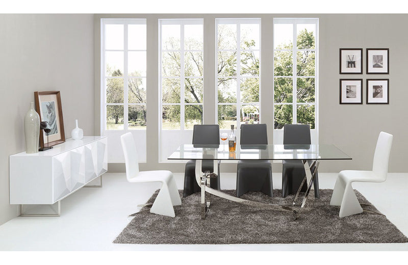 Modrest Adelaide Modern Stainless Steel & Glass Dining Table