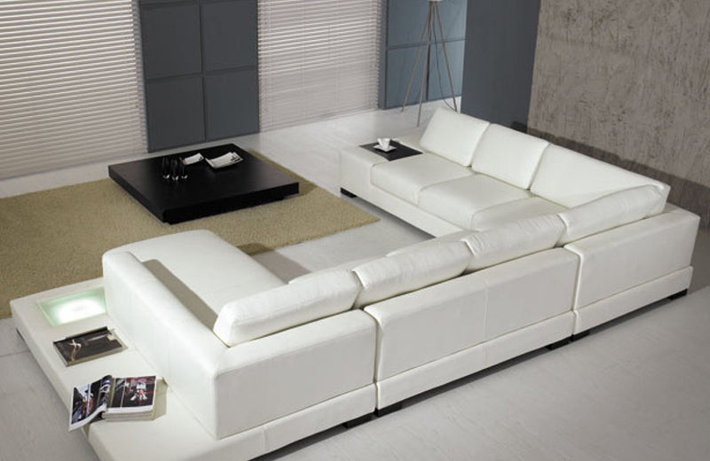 Divani Casa T35 Modern Bonded Leather Sectional Sofa With Light