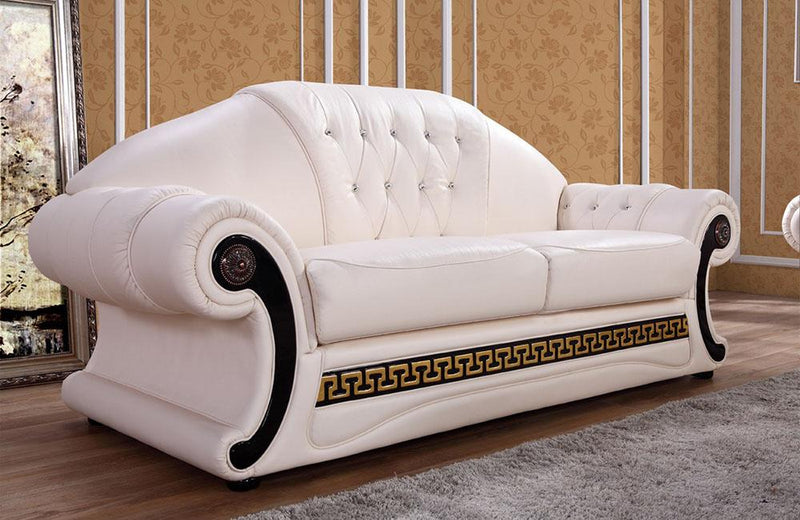 Miriam Classic Cream Leather Sofa Set