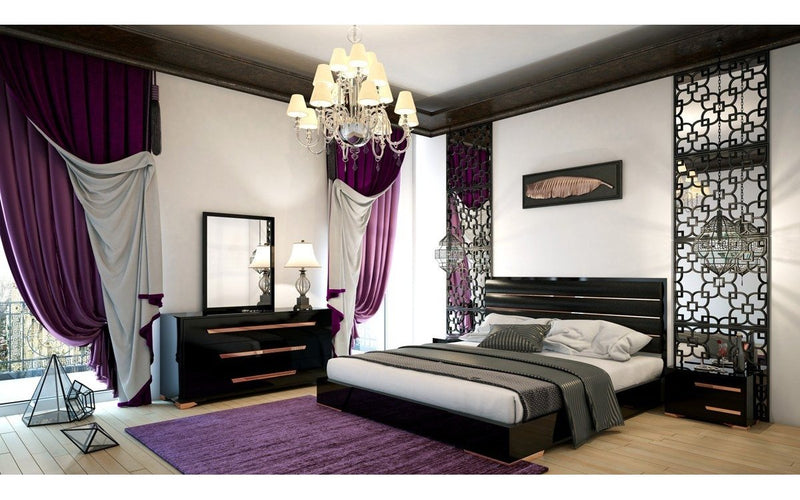 Nova Domus Romeo Italian Modern Black & Rosegold Bedroom Set