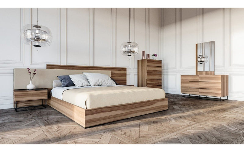 Nova Domus Matteo Italian Modern Walnut & Fabric Bedroom Set