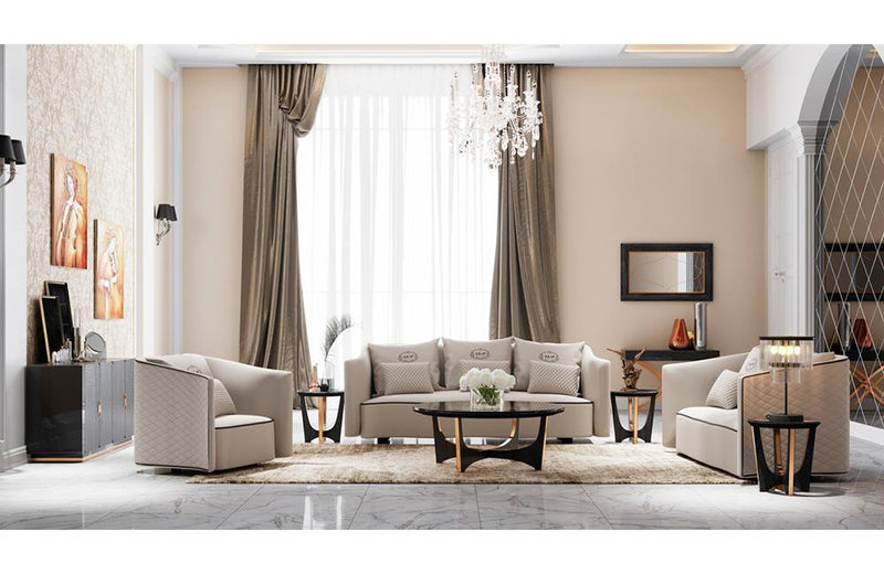 Kelly Modern Beige Fabric Sofa Set