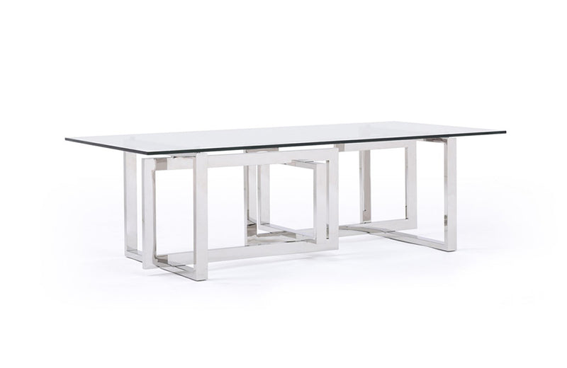 Modrest Valiant Modern Glass & Stainless Steel Coffee Table