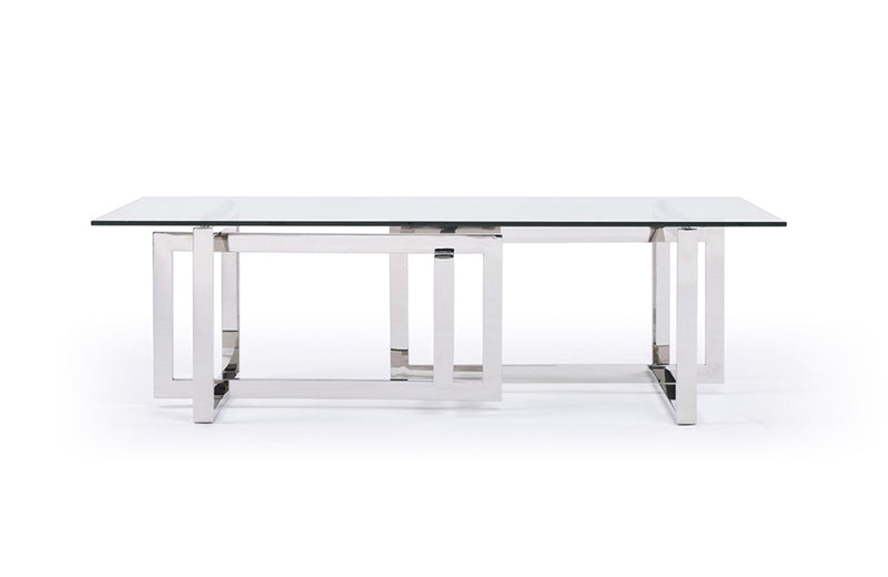 Modrest Valiant Modern Glass & Stainless Steel Coffee Table