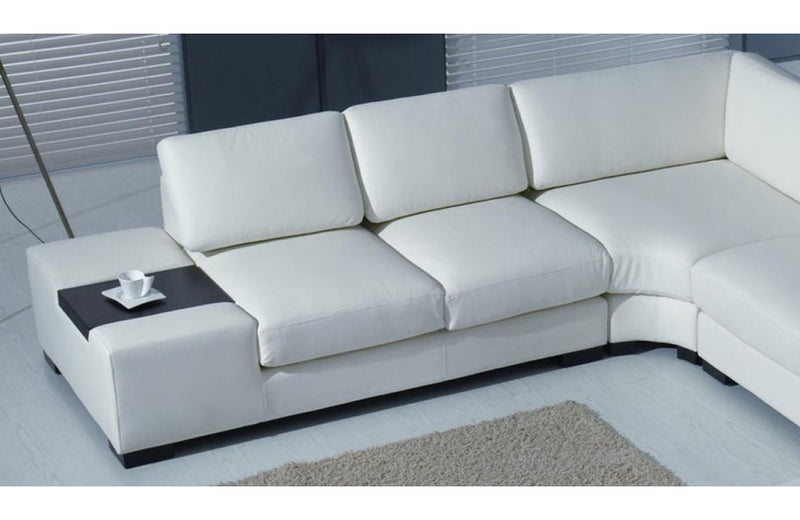 Divani Casa T35 Modern White Leather Sectional Sofa With Light